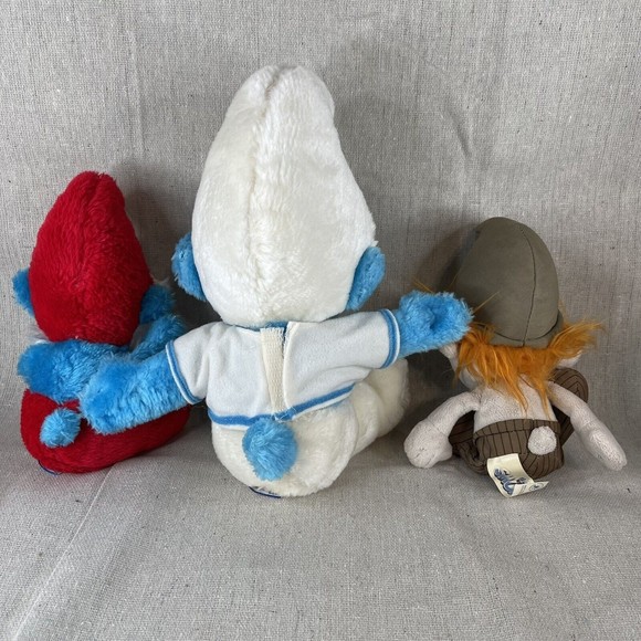 Smurf Plush Lot Papa Smurf 8” 1981 Hug Smurf 10” 1979 Hackus Smurf 9.5” 2013 - Picture 3 of 13